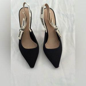 Dior J’ADIOR Slingback Heels Technical Fabric Black Size 36
